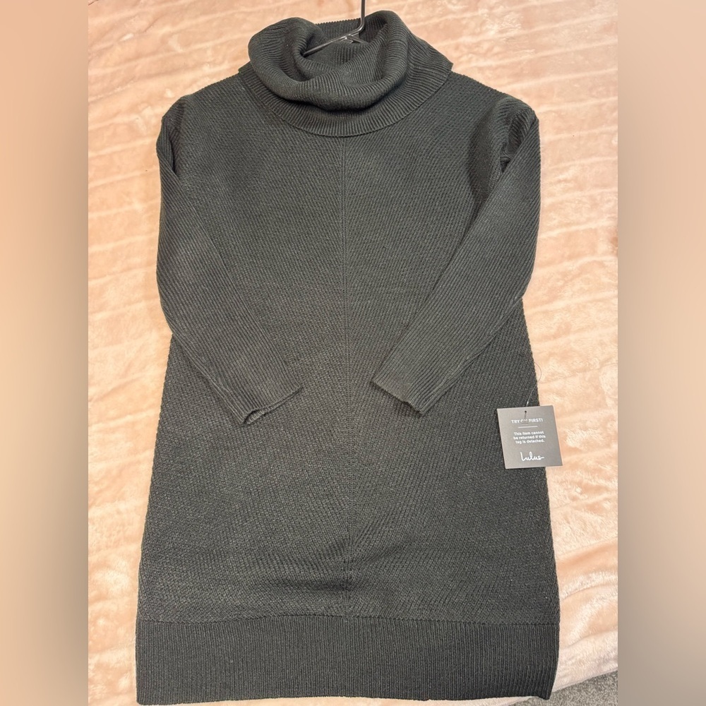 Lulu's Black Long Sleeve Soft Sweater Dress